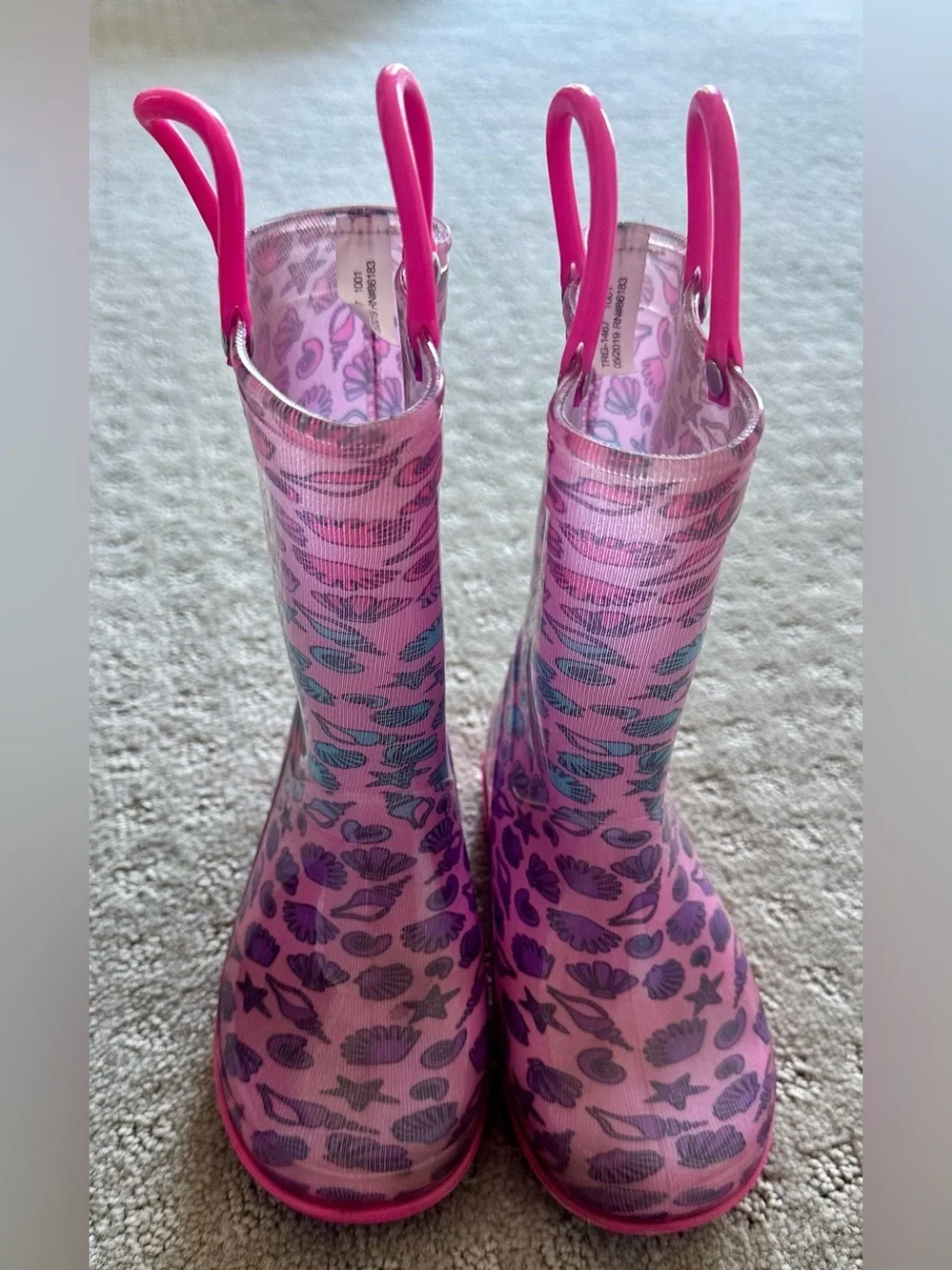 Capelli New York Ombre Seashell Print Rain Boots Toddler Girls Size 10 Pink Blue